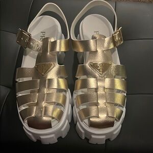 Prada women Gold Sandals